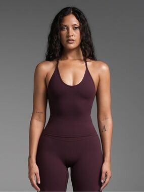 SWT active flx wide leg bottoms and halter cami in dark cherry